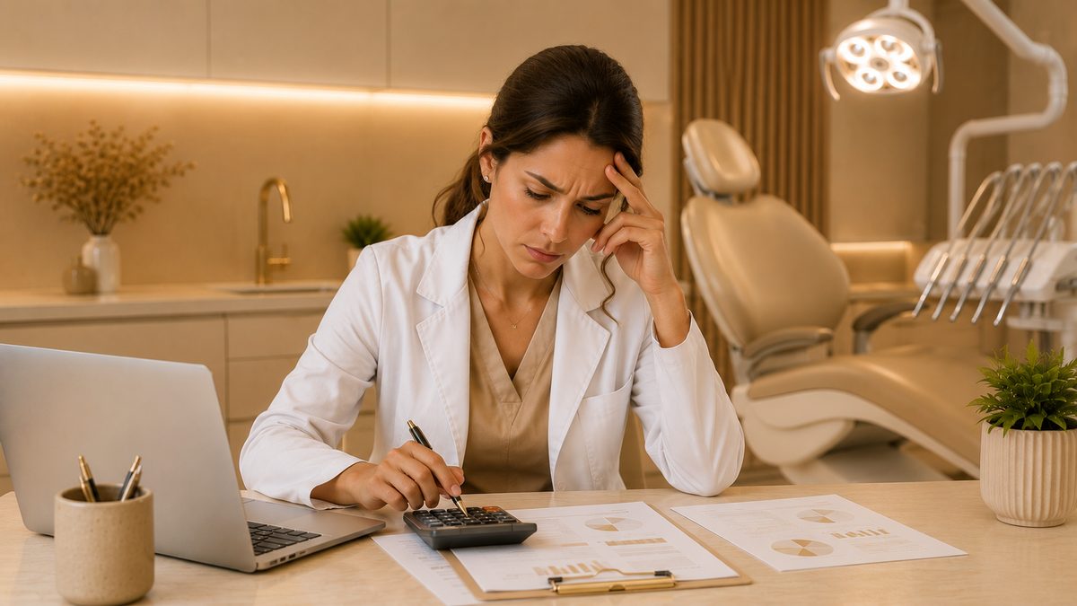 Dentista calculando o custo de montar um consultório odontológico em São Paulo